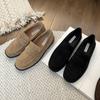2025 autumn new fashion round head suede thick heel soft leather foot cover versatile soft leather women's small leather shoes