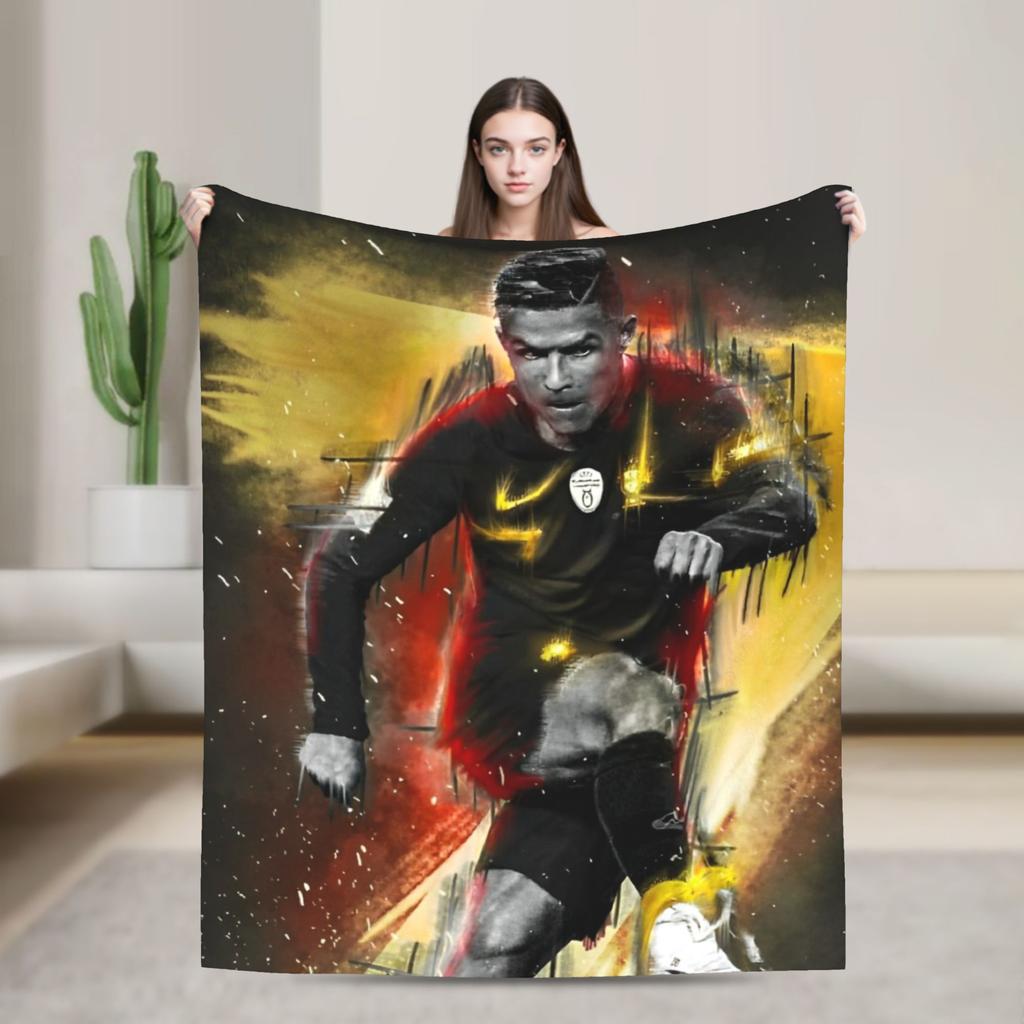 Football CR7 Blankets Coral Fleece Plush Ronaldos Ultra-Soft Throw Blanket for Outdoor Travel Bedspread
