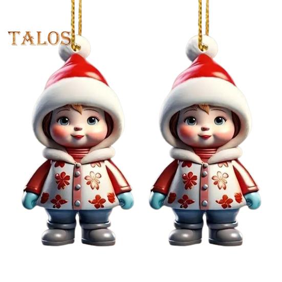 1 Pair Cartoon Figures Pendant Easy To Hang Acrylic Christmas Ornaments Colorful Reusable Hanging Pendant for Festive Home Decor Xmas Tree