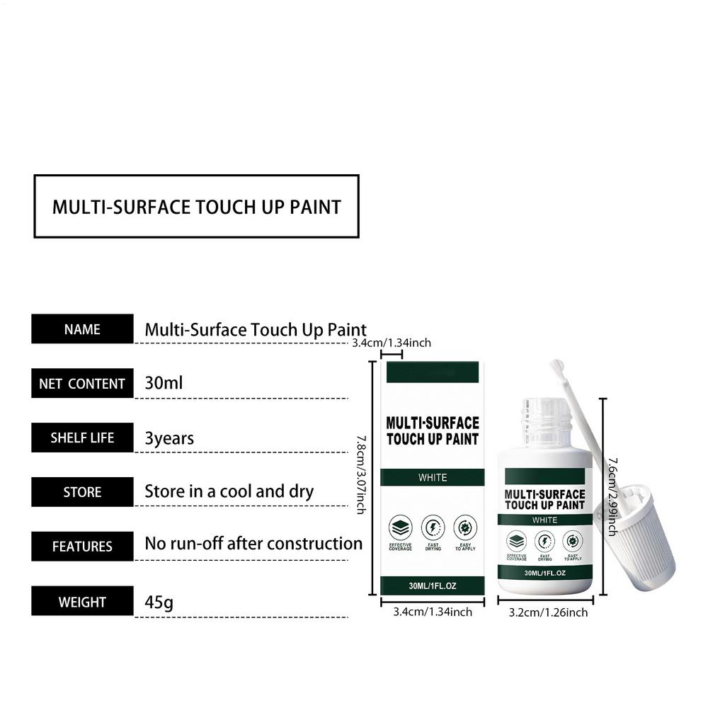 White Paint Pen for Wood 30ML Waterproof Fine Tip Scratch Filler Quick-drying Wall Paint for Enamel Kitchen Cabinet Furniture