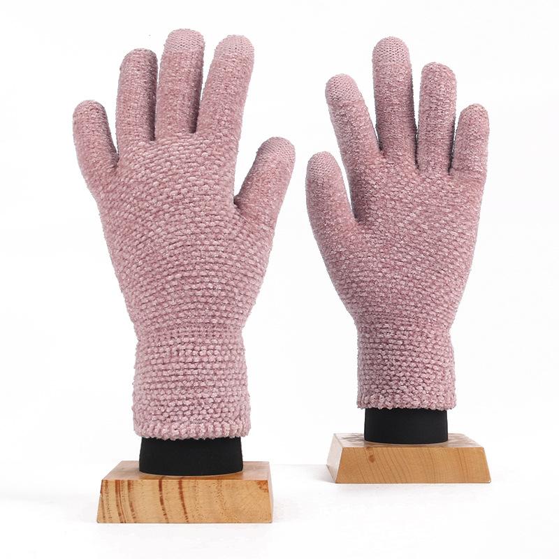 Chenier gloves women's winter outdoor cold and warm knitted gloves adult five-finger gloves men