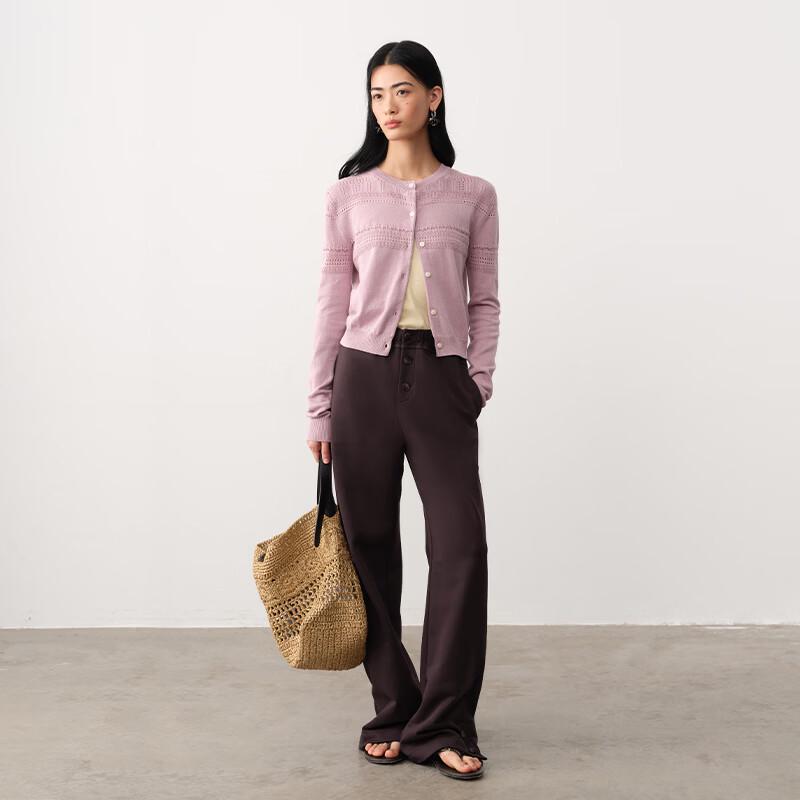 Women's Cotton Linen Hollow-out Jacquard Cardigan