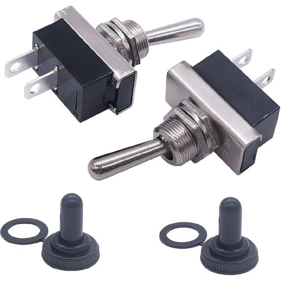 weideer 3Pcs Waterproof Toggle Switch 12V 25A 2 pin 2 Position SPST ON/Off Toggle Switch with Waterproof Cover for Auto Car KN3D-101