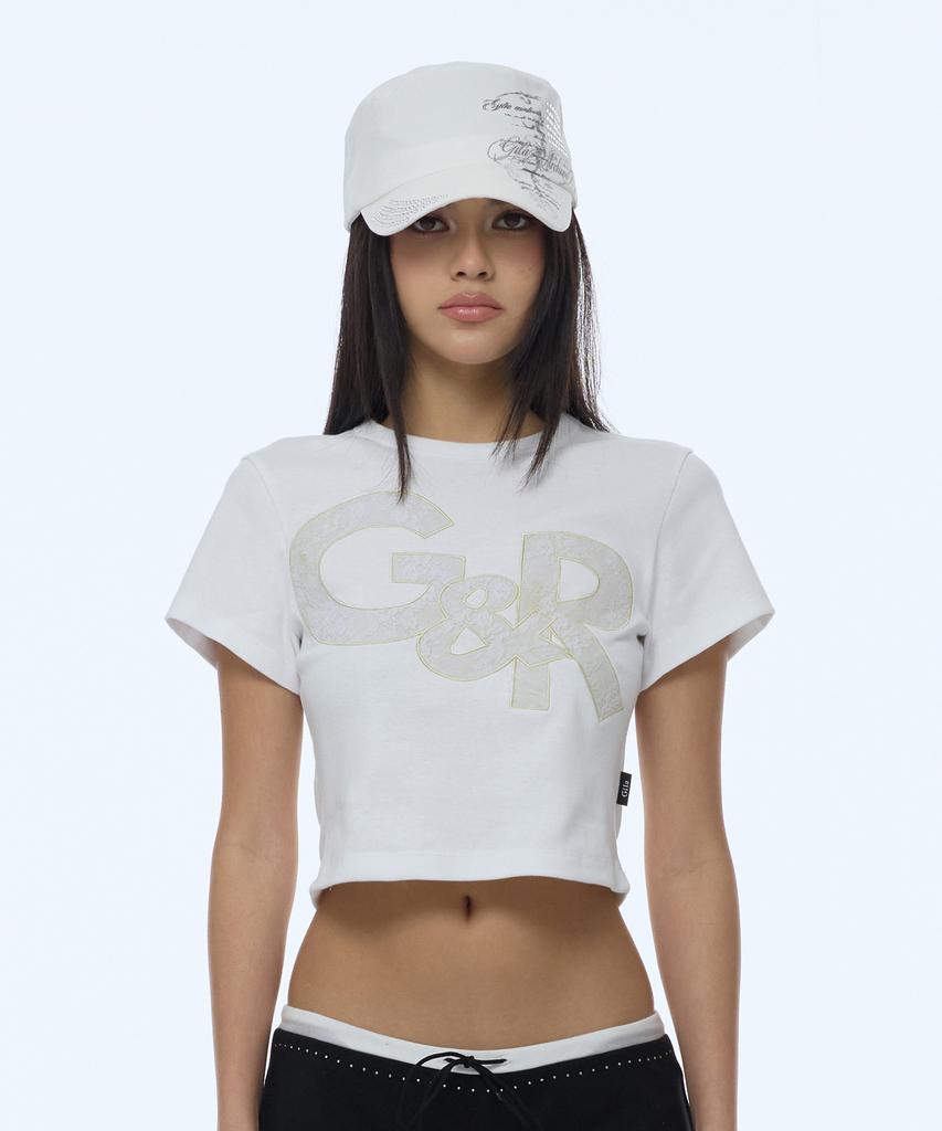 Gillaakaibeu Lettering Graphic Military Cap_White