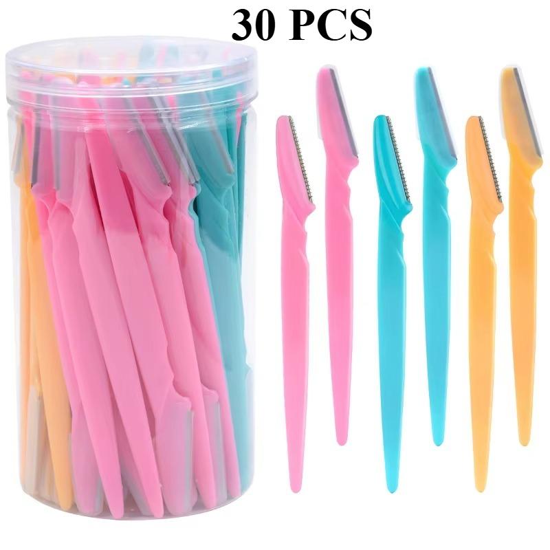 

30Pcs New Eyebrow Razors With Container Facial Eye Brow Trimmer Case Hair Removal Shaver Safe Blades Trimming makeup