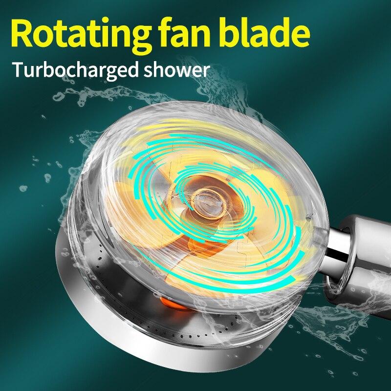 Propeller Bathroom Shower Head Rainfall High Preassure Water Saving Shower Accessary Pressurized Nozzle Universal Adaptation