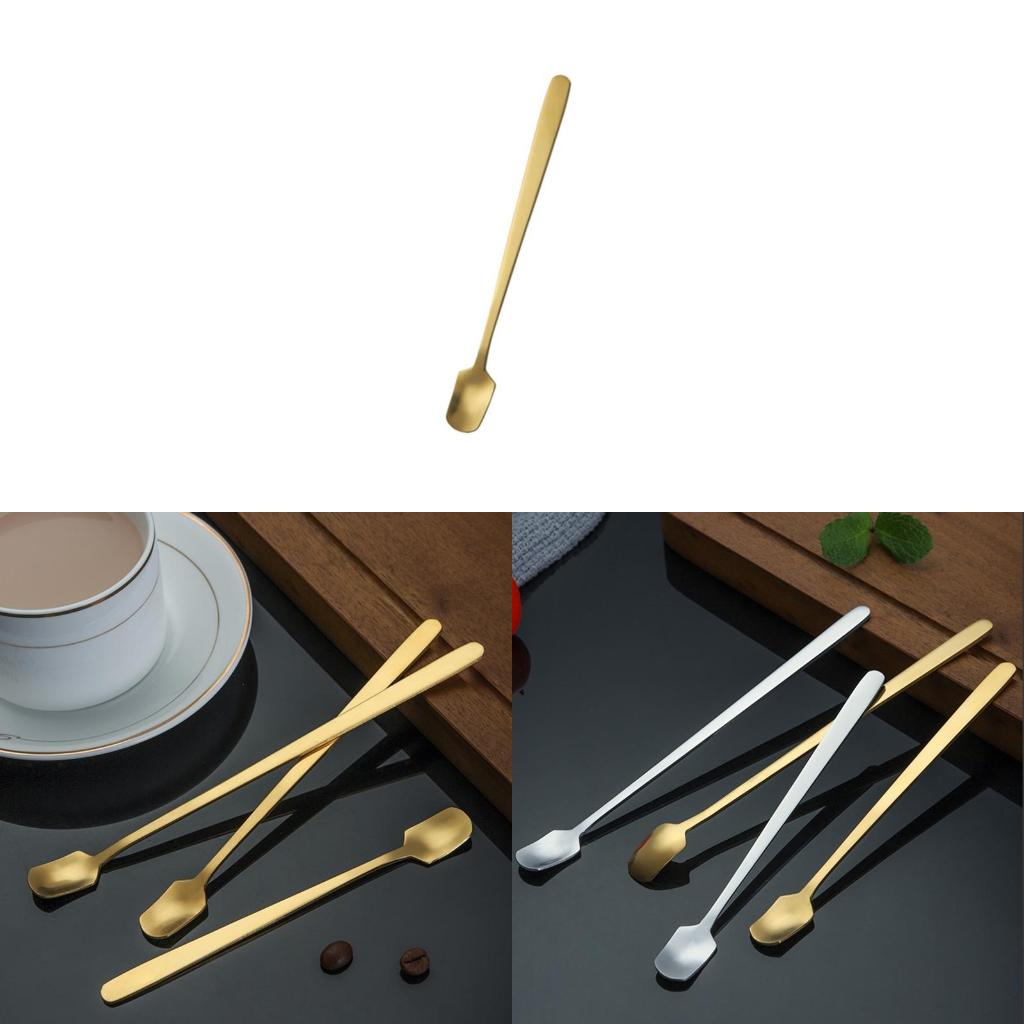 Square Head Stirring Spoon Small Teaspoon Metal Steel Tableware Easy To Clean