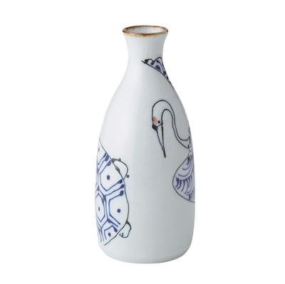 Nishikai Pottery Weiß 300 ml Hasami Ware Kotohogi Tokkuri Kranichschildkröte Muster 18192