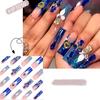 New Long False Nails Water Pipe French Fake Nails Detachable Bow Tie Press On Nails Women Girls