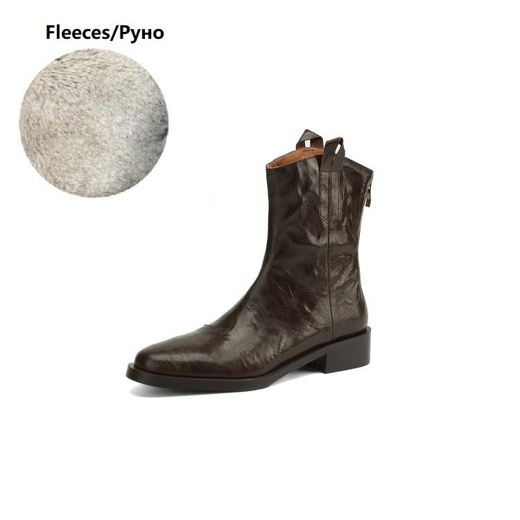 

Мода НОВЫЕ Осенние Женские Ботинки Обувь из Натуральной Кожи для Женщин Круглый Носок Массивный Каблук Обувь Короткие Ботинки в Западном Стиле Повседневная Обувь Ботинки на Молнии 39