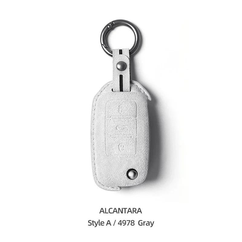 For Volkswagen VW Polo Tiguan Golf Jetta Beetle Eos Scirocco Up Transporter Sharan Made of Alcantara Wrap Car Key Case Cover