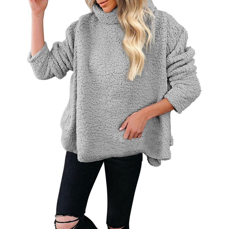 Women S Loose Fit Thick Wool Blend Coat Winter Outerwear