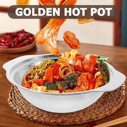 HOLIDYOYO Tabletop Shabu and Sukiyaki Pot, 20cm Diameter, Stainless Steel, Non-Stick, with Double-Ring Dry Edges, for Shabu-Shabu and Ramen, Perfect f