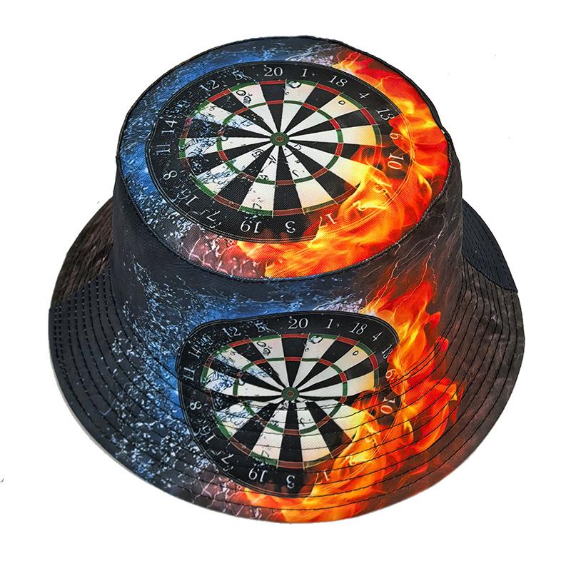 Dart Board Printing Bucket Hat Bow And Arrow Pattern Fisherman Hats Double Sides Reversible Panama Cap Caps For Men And Woman