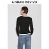 UR2026 Women's Color-block V-neck Faux Two-piece T-shirt