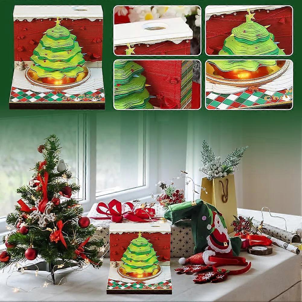 Festival Tree 3D Three-dimensional Note Book Paper Carving with Lights