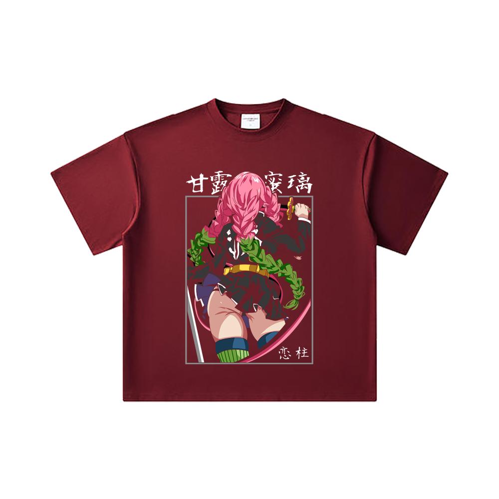 260 GSM Double Yarn 32 Count 100% Cotton Demon Slayer V75 Mitsuri Print Unisex Heavy Cotton T Shirt