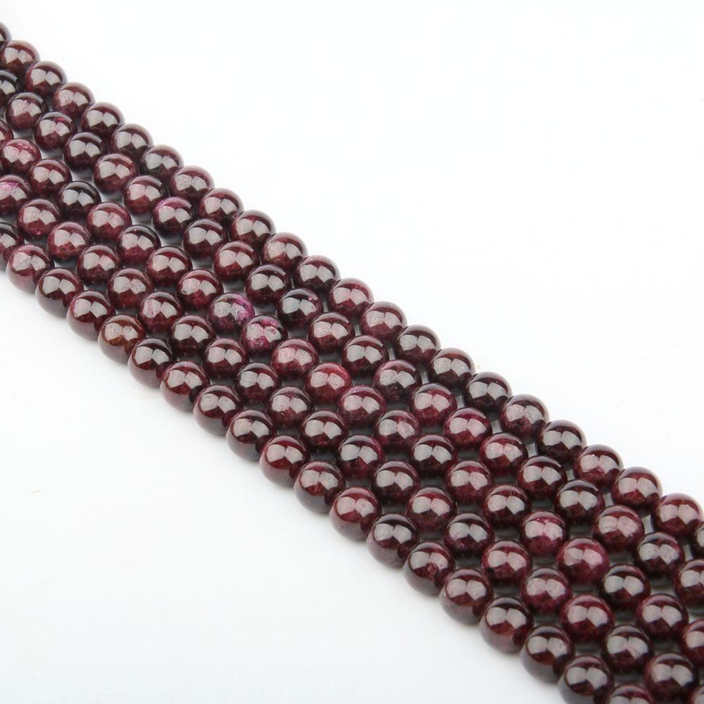 Natural Stone Isolation Beads Garnet Round Loose Beads Charms for Necklace Bracelet Sewing Craft Jewelry Making