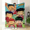 Cartoon Basketball Players In Red Shohoku Jerseys On a Vibrant Background. for All Seasons Blanket Lunch Break Throw Gift