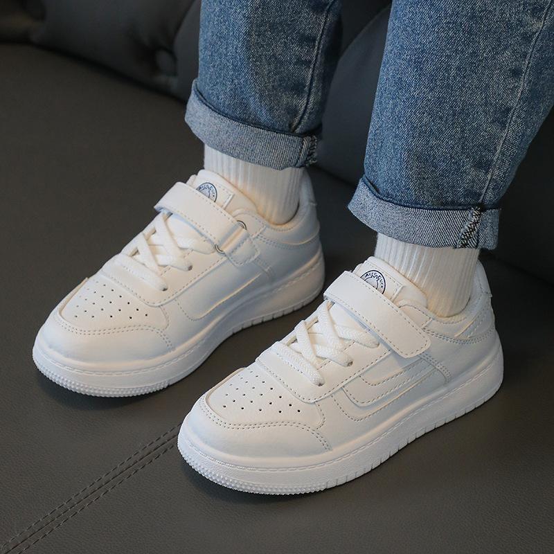 Children's shoes white sneakers leather classmates girls little white shoes elementary school boys board shoes medium and small children