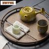 Underglaze Color Camellia Tea Pot Japanese Style Side Handle Teapot Retro Pot Tea Maker Kettle Chinese Tea Set Craft 110/140ml