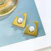 Retro Gold-Plated Geometric Pearl Earrings for Women