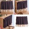Dustproof Curtain Features Grid Lace Trim and Polyester Cotton Blend for Bedroom Living Room Decoration
