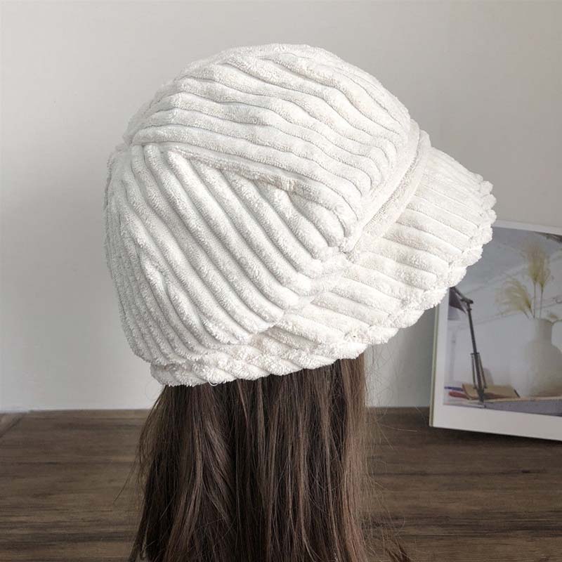 Fisherman Hat Women's Irregular Brim Basin Hat Japanese Style Small Corduroy Ear Protection Warm Hat Autumn and Winter Fashion