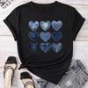 Women Cowboy Heart Print T-Shirt for Valentine's Day Gifts Fashion Crew Neck Short Sleeve T-Shirt Casual Women's Clothing