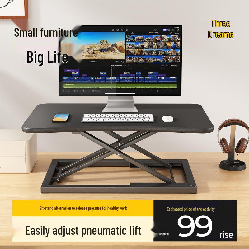 Estação de Trabalho de Mesa Ajustável em Altura para Monitor e Laptop