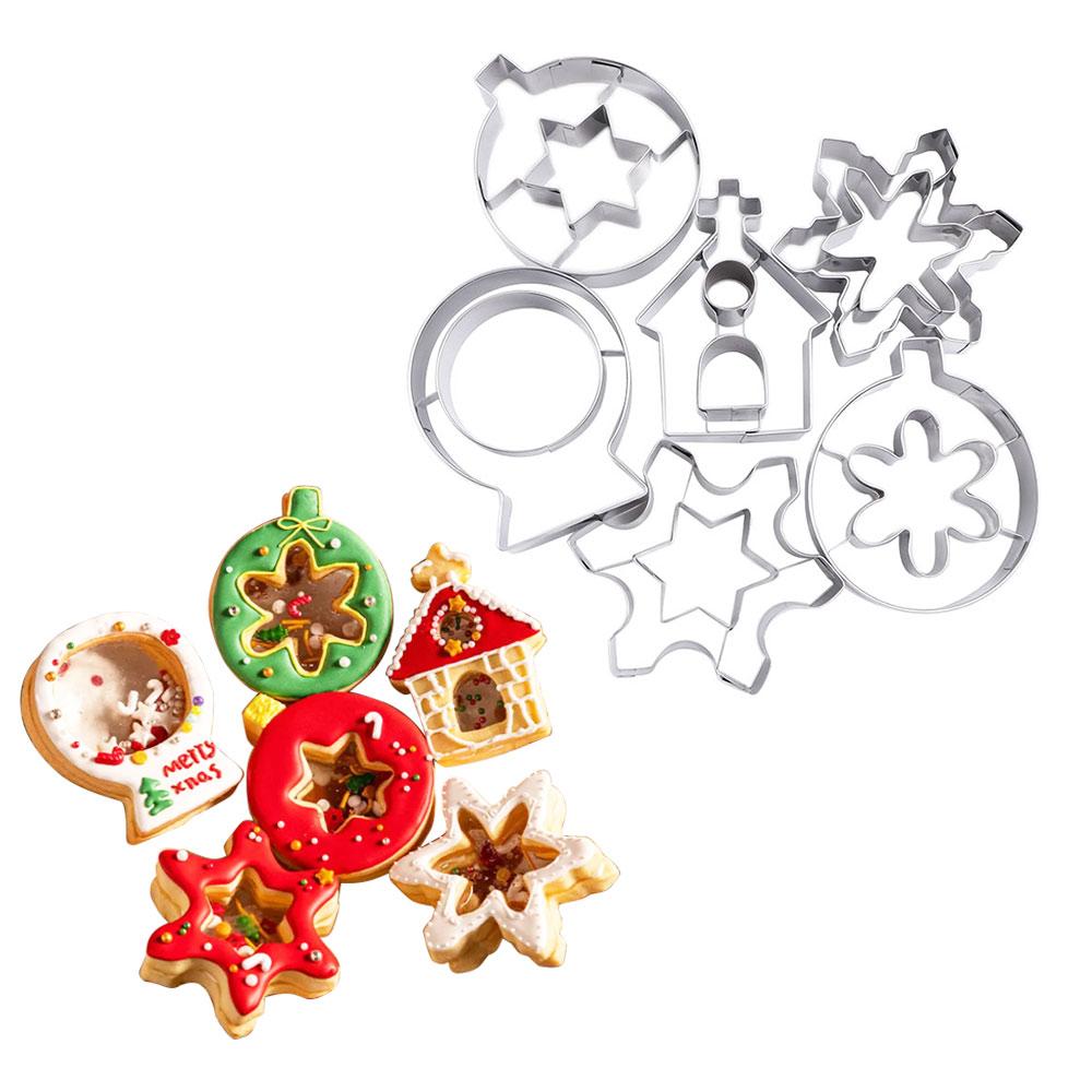 6Pcs Stainless Steel Kitchen DIY Christmas Decor Baking Tools Biscuit Mold Cookie Cutters Set