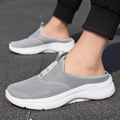 Fashion Mens Half Slippers Summer Breathable Mesh Mens Shoes Outdoor Casual Walking Shoes Large Flat Light Mesh Slippers Sandals