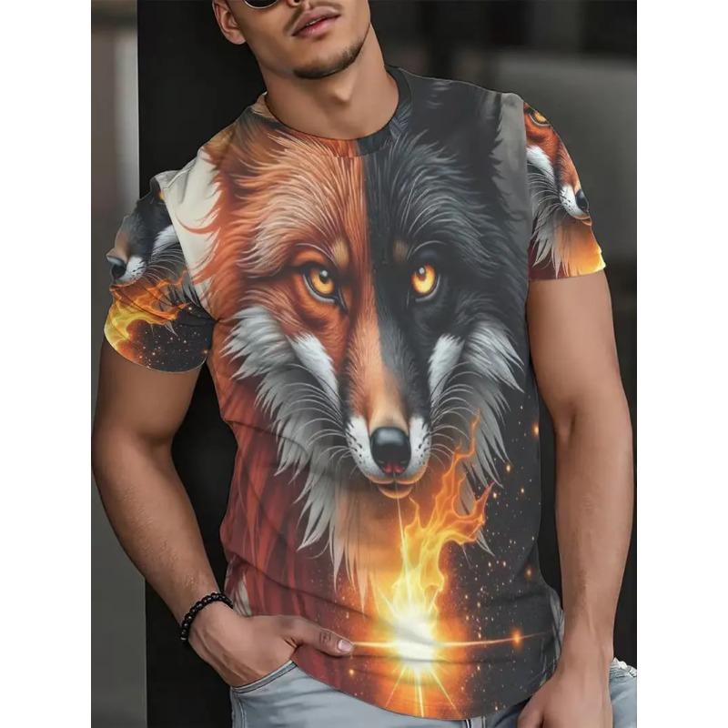

Men s 3D printed dog leash pattern short-sleeved T-shirt - breathable summer round neck with slight elasticity, 6XL