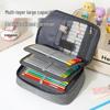 Double Layer Oxford Pencil Case: Large Capacity Multi-hole Art Sketching Storage Bag for Students