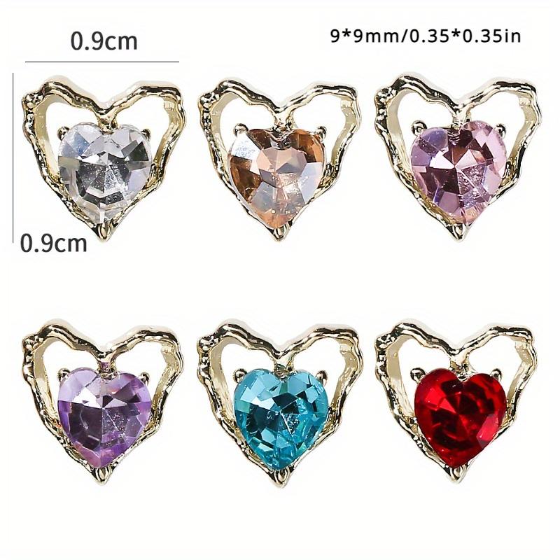10 Stück Herz-Nagel-Charms mit Strasssteinen, Nailart-Zubehör zum Valentinstag, Nailart-Zubehör für Frauen und Mädchen, Nailart-Schmuck