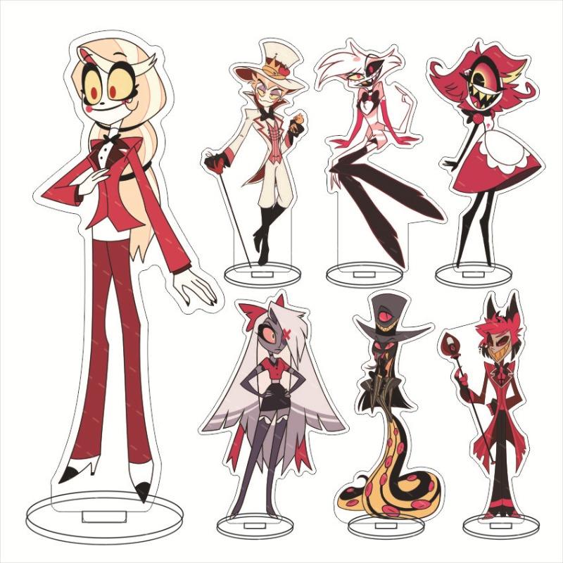 Hazbin El Cute Acrylic Stand Figure Alastor Husk Angel Dust Decorative Ornaments Stand Model Fans Collect Gifts Toys