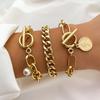 3PCS Fashion Thick Chain Link Bracelets for Women Vintage Snake Chain Gold Color Silver Color Bangles Bracelets Set Punk Jewelry