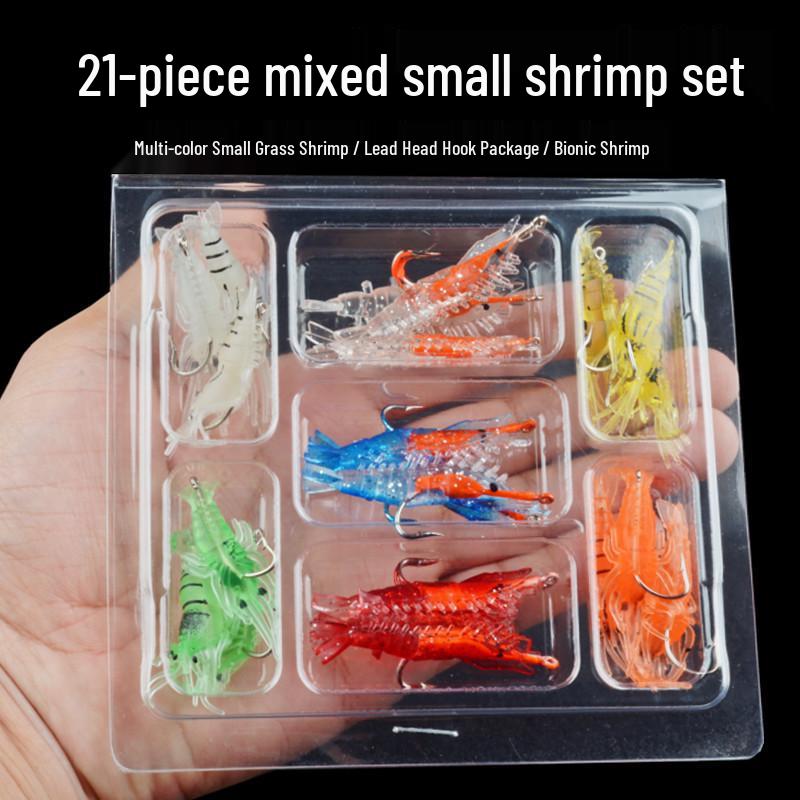 Светящаяся мягкая приманка Травяная креветка с крючком для окуня и мандаринки