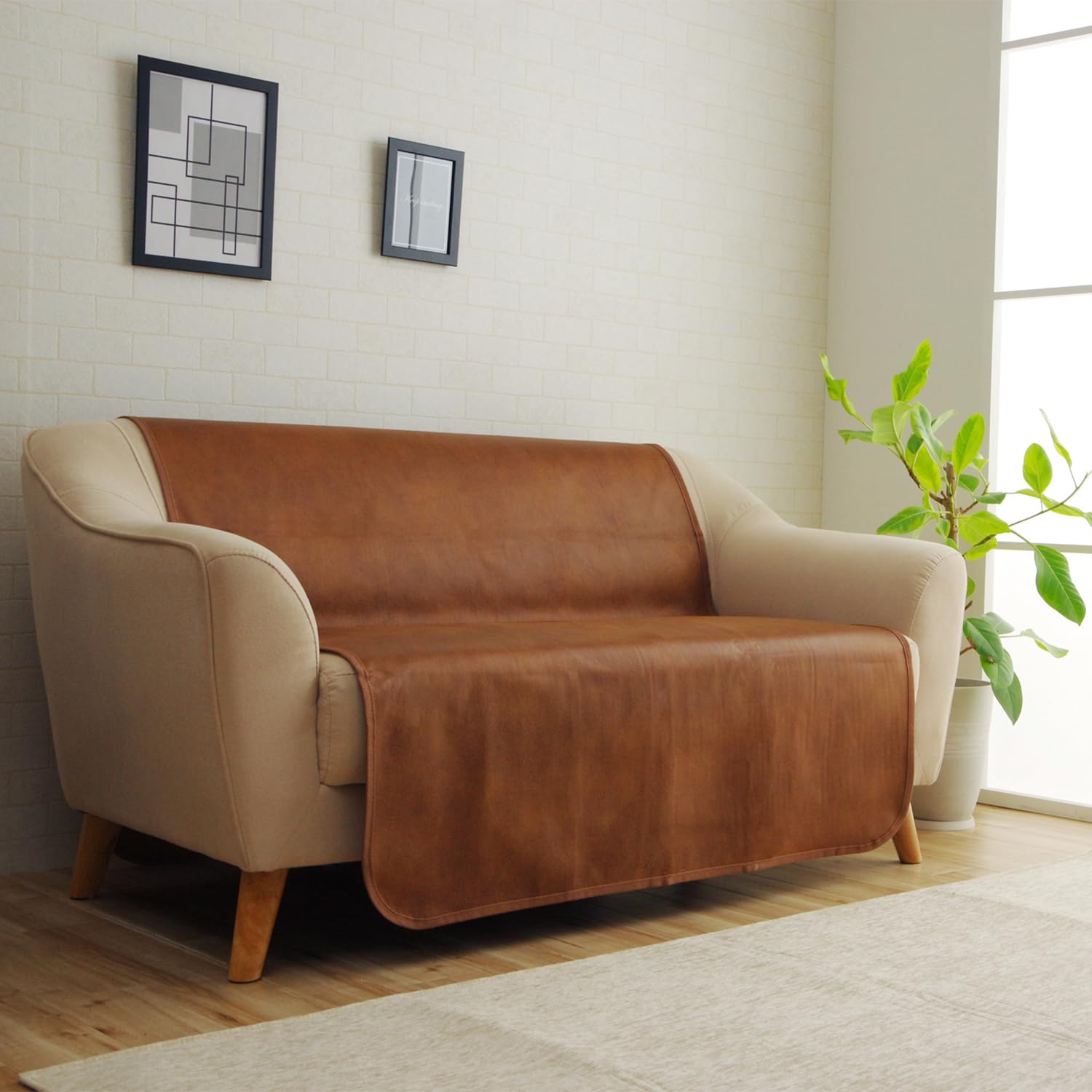 

IKEHIKO Sofa Cover, Back, Scratch-Resistant, Antibacterial, Wrinkle-Resistant, Brown, Approx. 100 x 200 cm #6031349
