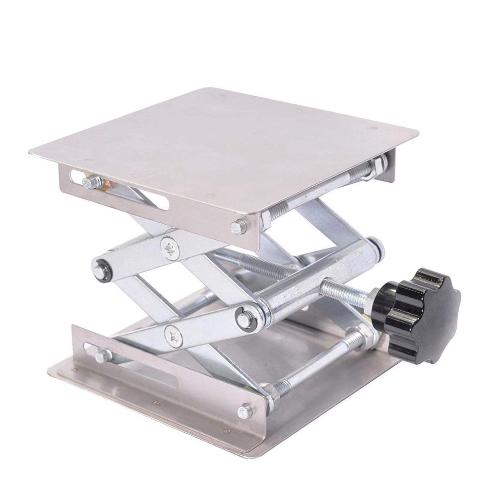 100 x 100 mm Soporte para plataforma de levantamiento de laboratorio banco elevador tijera acero inoxidable para experimentos cient/íficos mesa de laboratorio