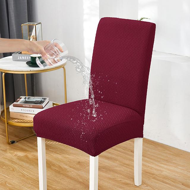 

Latest Waterproof Jacquard-Patterned Chair Covers Designed For Dining Room Soft Stretch Slipcover For Dining Washable Removable Chair Protector 1-PCS вино красного