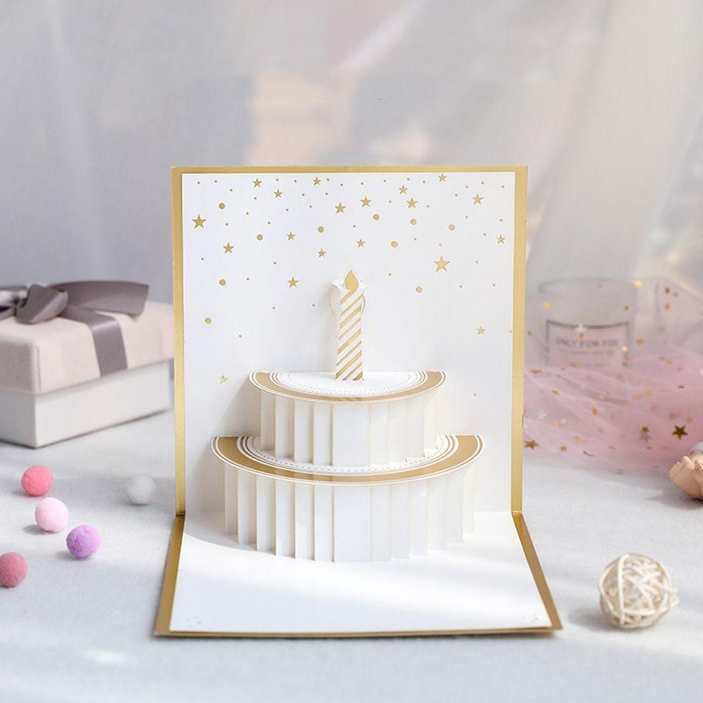 

Paper Carving Bronzing Cake Card Wishing Surprise Greeting Card Anniversary
