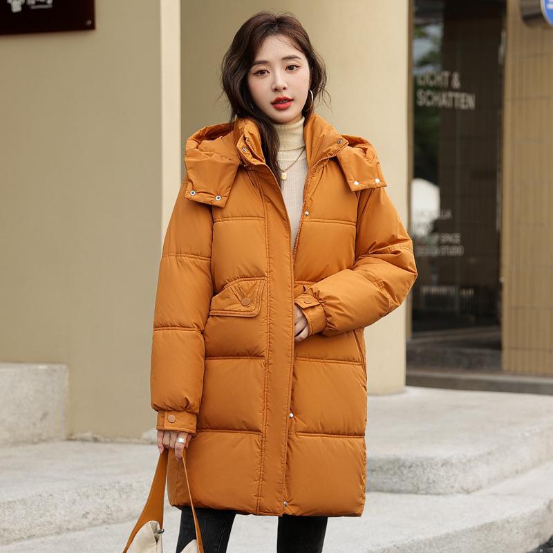 Down cotton jacket women's 2025 new mid-length fashion loose thickened mid-length winter cotton jacket jacket