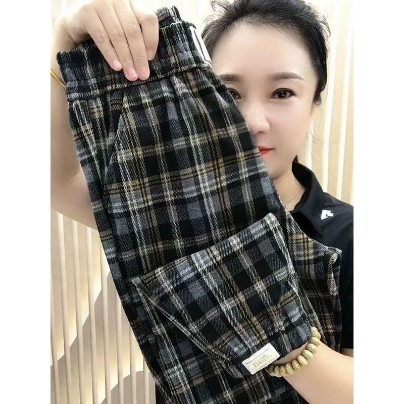 

Утепленные укороченные брюки галифе с завышенной талией, прилегающего силуэта, в клетку Haig M