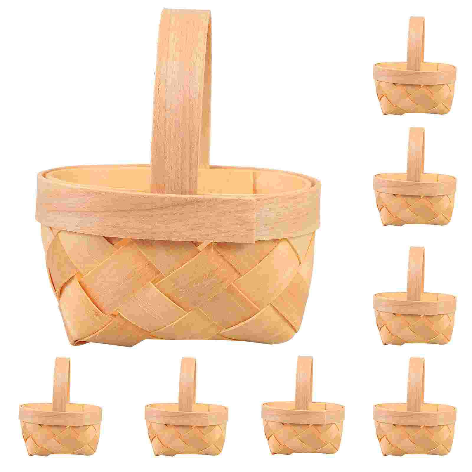 

20 Pcs Mini Baskets Woven Candy Baskets Wooden Material Safe Kids Practical Storage Baskets Gifts Hamper Toys Playing House 7.00X5.00X4.00CM хакі