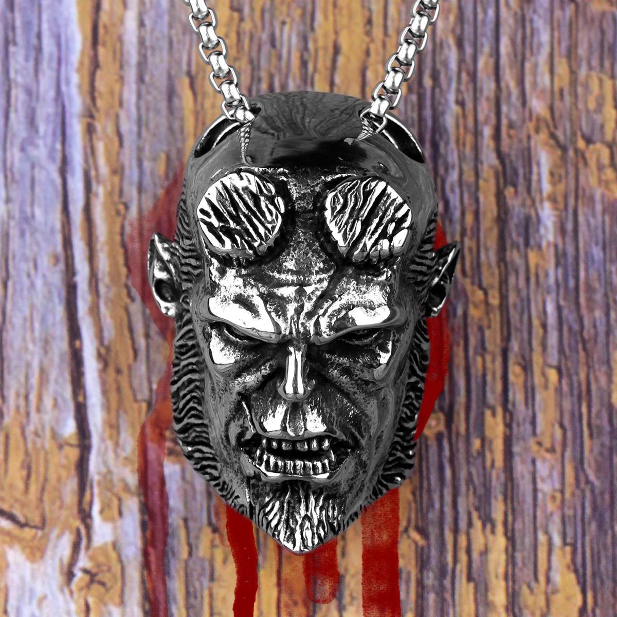 

Hellboy Anung Un Rama Long Men Necklaces Pendant Chain Punk for Boyfriend Male Stainless Steel Jewelry Creativity Gift Wholesale Without Chain