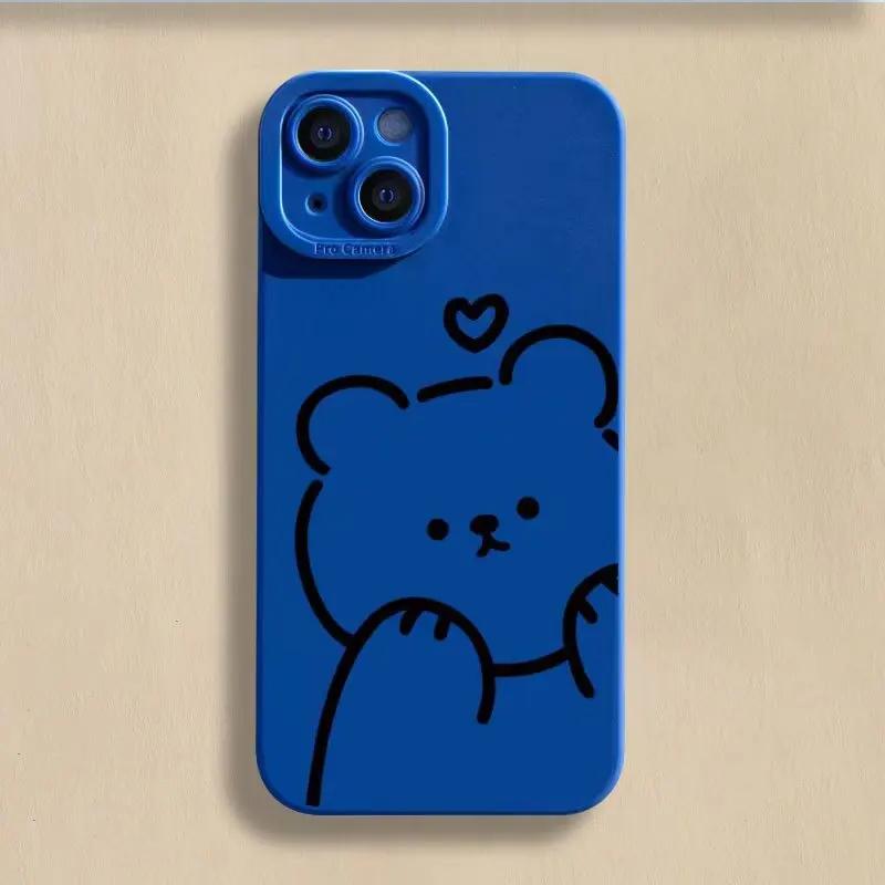 Minimalist Bear Silicone Phone Case For iPhone 16 15 14 13 12 11 Pro Max XS X XR 7 8 SE Back Cover Clear Funda