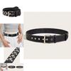 New Star Studded Fashionable Punk Style Wide Belt For Women's Jeans Faux Leather Material