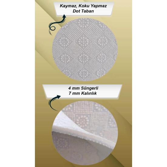 Machine Washable Framed Round Rug with Non-Slip Base