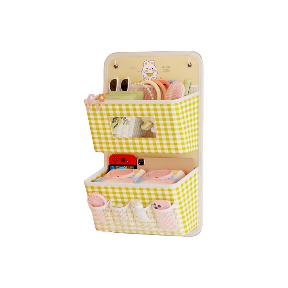 

Large Capacity Wall Hanging Storage Bag Foldable Underwear Socks Storage Bag Dormitory Yellow-2 Layers